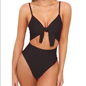 Strap Tie Knot Front Cutout High One Piece
